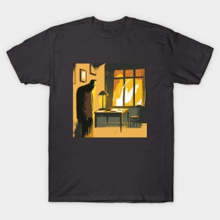 Abstract handsome Illustration of man with depression in the room T-Shirt